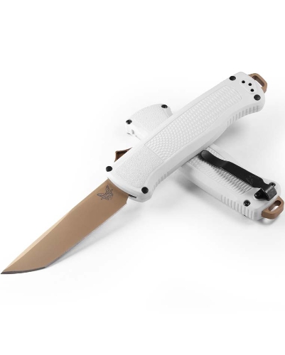 Benchmade 5370FE-02 Shootout Cool Gray Grivory, 3.5" Flat Earth Blade, Automatic OTF Knife