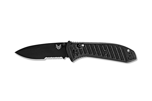 Benchmade 570SBK-1 Black Presidio II Folding Knife 3.72" Satin S30V Serrated Blade Black Molded CF-Elite Handle - 570SBK-1