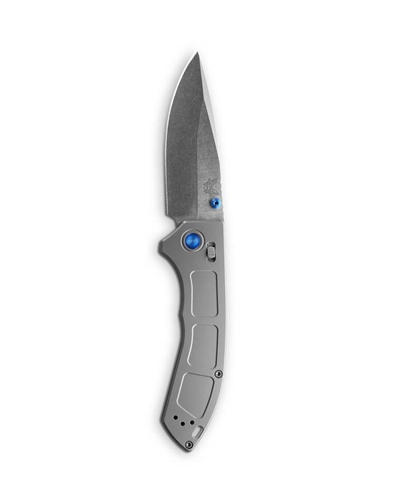Benchmade 748 Narrows 3.43" M390 Drop Point Blade Titanium Handles Shapphire Mini Deep Carry Clip Knife - 748
