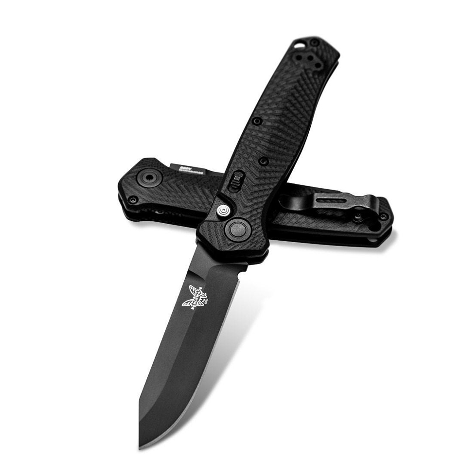 Benchmade 8551BK Mediator AUTO Folding Knife 3.3" Black Blade Black G10 Chevron Pattern Handles