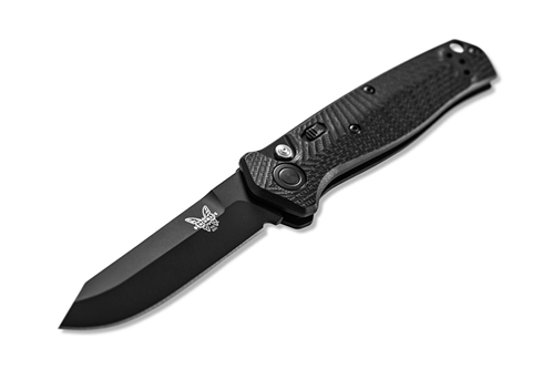 Benchmade 8551BK Mediator AUTO Folding Knife 3.3" Black Blade Black G10 Chevron Pattern Handles - 8551BK