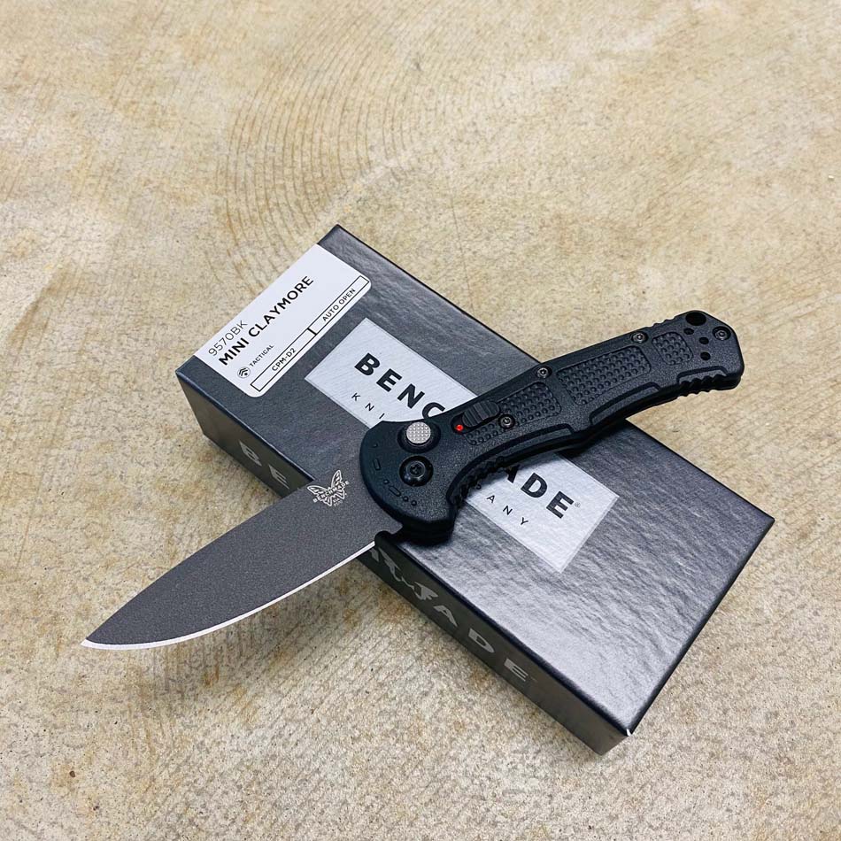 Benchmade 9570BK Mini Claymore AUTO Folding Knife 3" CPM-D2 Cobalt Blade Black Grivory Handles