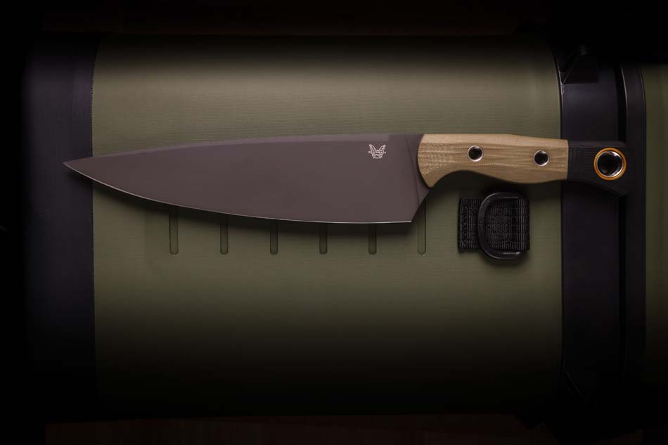 Benchmade 4025BK-01 Chef Knife, 8.04" DLC CPM-154 wear resistant stainless steel (58-61HRC), OD Green G10 Black G10 Bolster Handle - 4025BK-01