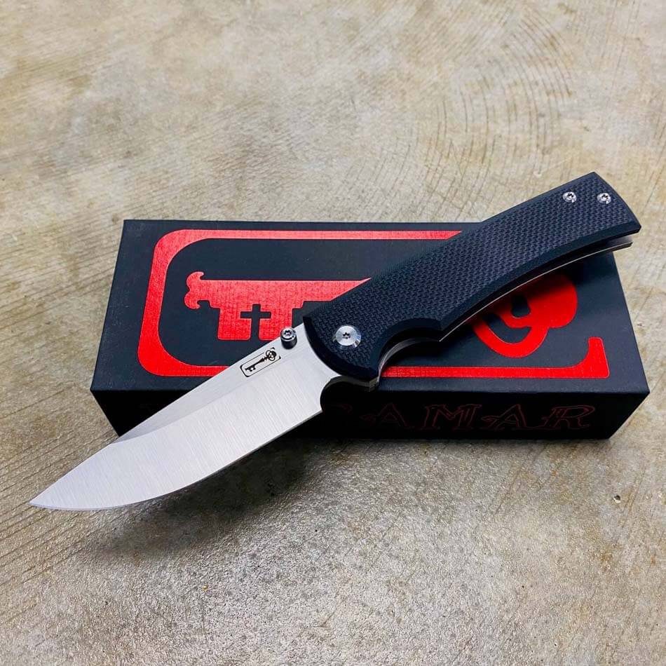 Chaves Liberation 229 Drop Point 3.5" Machine Finish M390 Blade Stone Washed Black G10 Knife