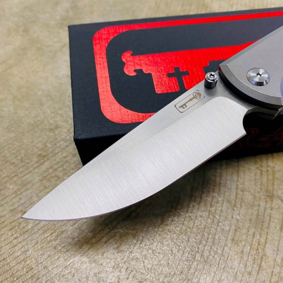 Chaves Liberation 229 Drop Point 3.5" Machine Finish M390 Blade Stone Washed Titanium Knife - Liberation 229 Drop Point