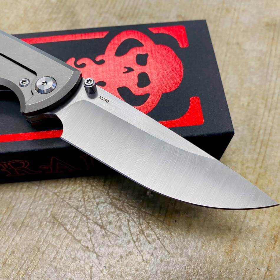 Chaves Liberation 229 Drop Point 3.5" Machine Finish M390 Blade Stone Washed Titanium Knife - Liberation 229 Drop Point