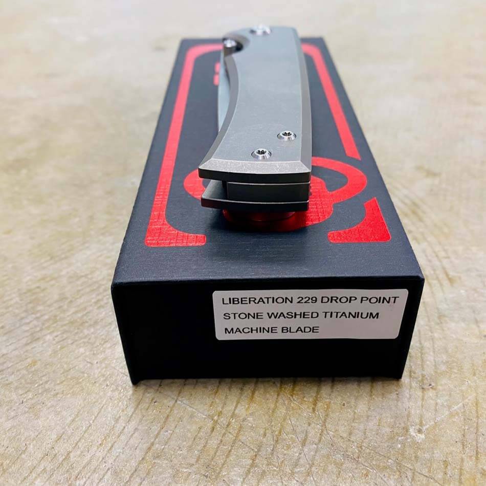 Chaves Liberation 229 Drop Point 3.5" Machine Finish M390 Blade Stone Washed Titanium Knife - Liberation 229 Drop Point