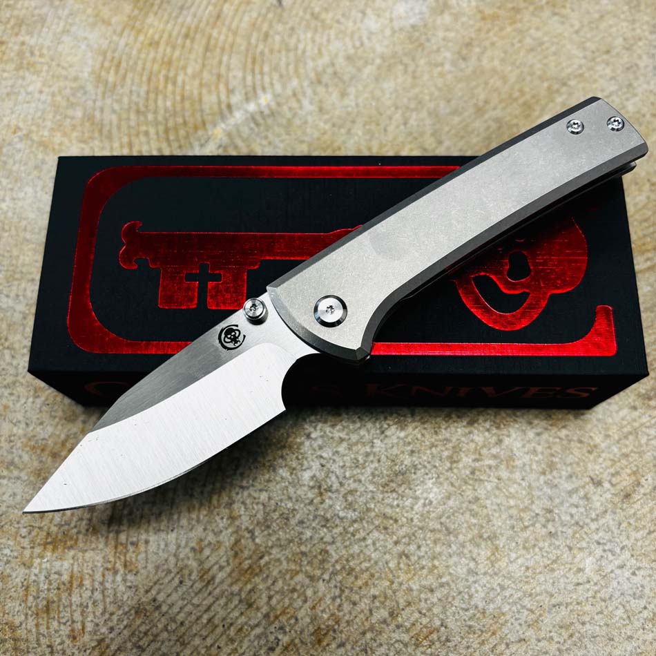 Chaves Scapegoat 3.375" Titanium Handles M390 Drop Point Folding Knife - Chaves Scapegoat DP knife