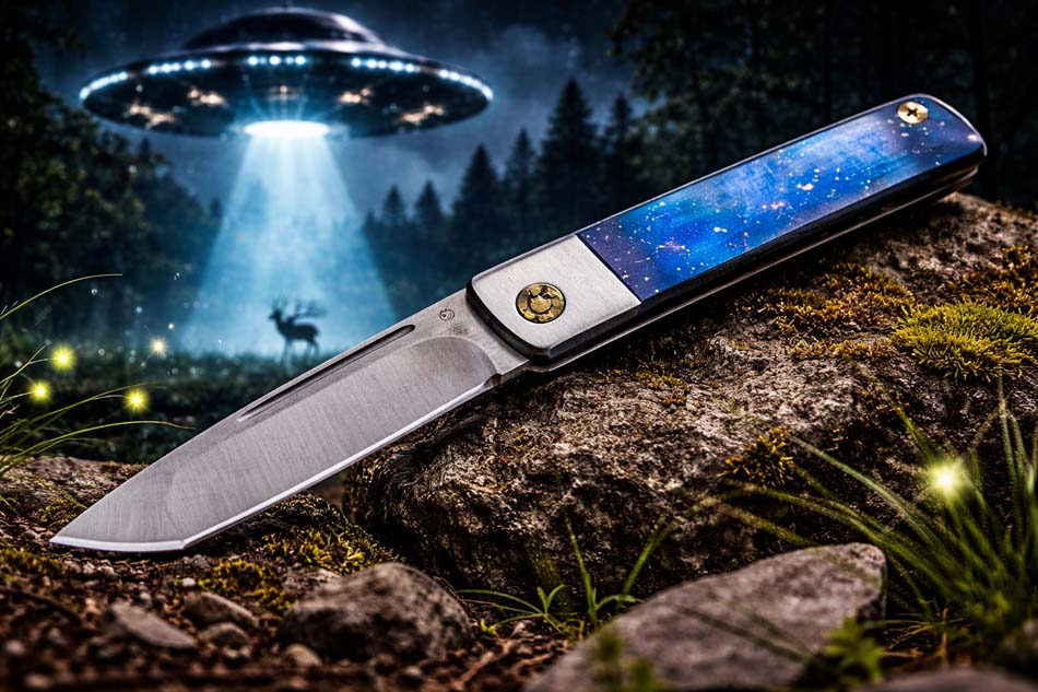 Medford Gentleman Jack GJ-2 Ti 3.1" S45VN TANTO Slip Joint GALAXY WITH BRUSHED SILVER BOLSTER Handle Knife with Pocket Clip - MKT GJ-2 Galaxy Knife