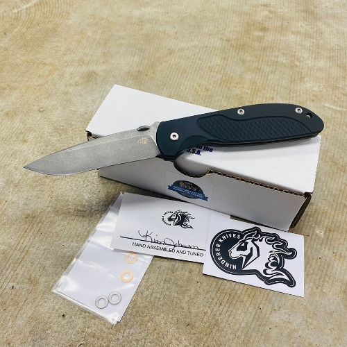 Rick Hinderer Tri-Way Firetac Folding Knife 3.625" CPM-20CV Stonewashed Recurve Blade, Black G10 and Battle Bronze Titanium Handles Knife  - K205FSGW00 Black G10