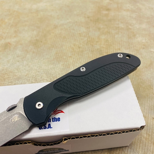 Rick Hinderer Tri-Way Firetac Folding Knife 3.625" CPM-20CV Stonewashed Recurve Blade, Black G10 and Battle Bronze Titanium Handles Knife  - K205FSGW00 Black G10