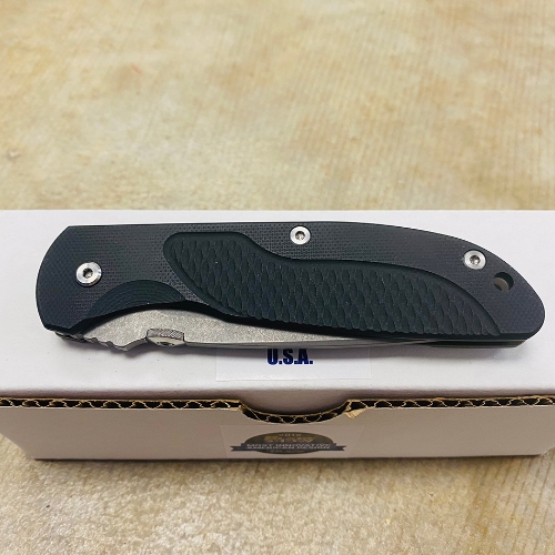 Rick Hinderer Tri-Way Firetac Folding Knife 3.625" CPM-20CV Stonewashed Recurve Blade, Black G10 and Battle Bronze Titanium Handles Knife  - K205FSGW00 Black G10