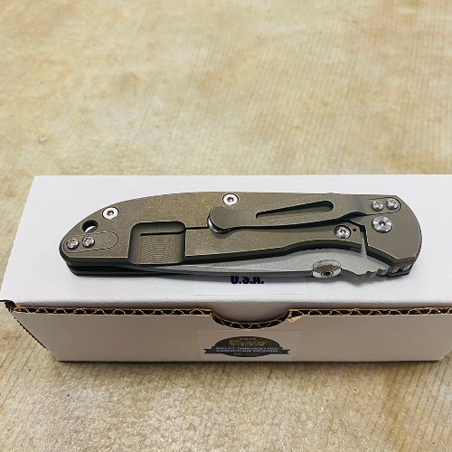 Rick Hinderer Tri-Way Firetac Folding Knife 3.625" CPM-20CV Stonewashed Recurve Blade, Black G10 and Battle Bronze Titanium Handles Knife  - K205FSGW00 Black G10