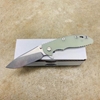 Rick Hinderer XM-18 3.5" SKINNY Magnacut Slicer Tri-Way Stonewash Translucent Green G10 Flipper Knife