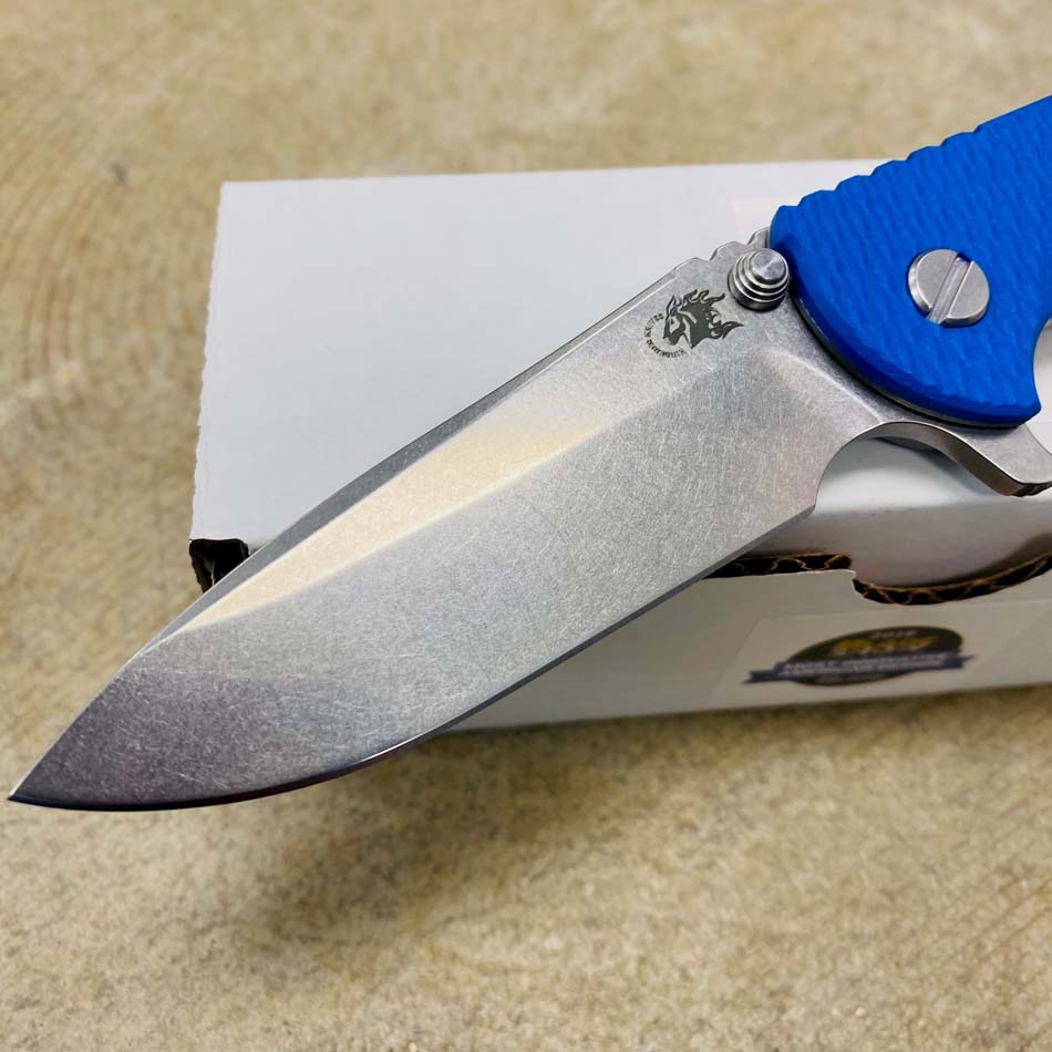 Rick Hinderer XM-18 3.5" Spearpoint Tri-Way Stonewash Blue G10 Flipper Knife - RH XM-18 3.5" SWash Blue