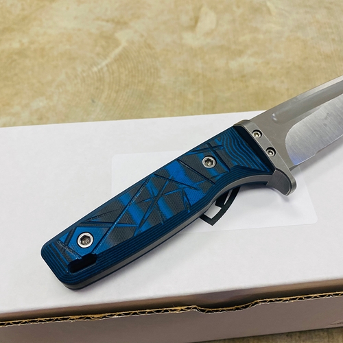 Medford The Deep Tumbled Blade 4.5" Blue Black G-10 handles Fixed Blade Knife - The Deep