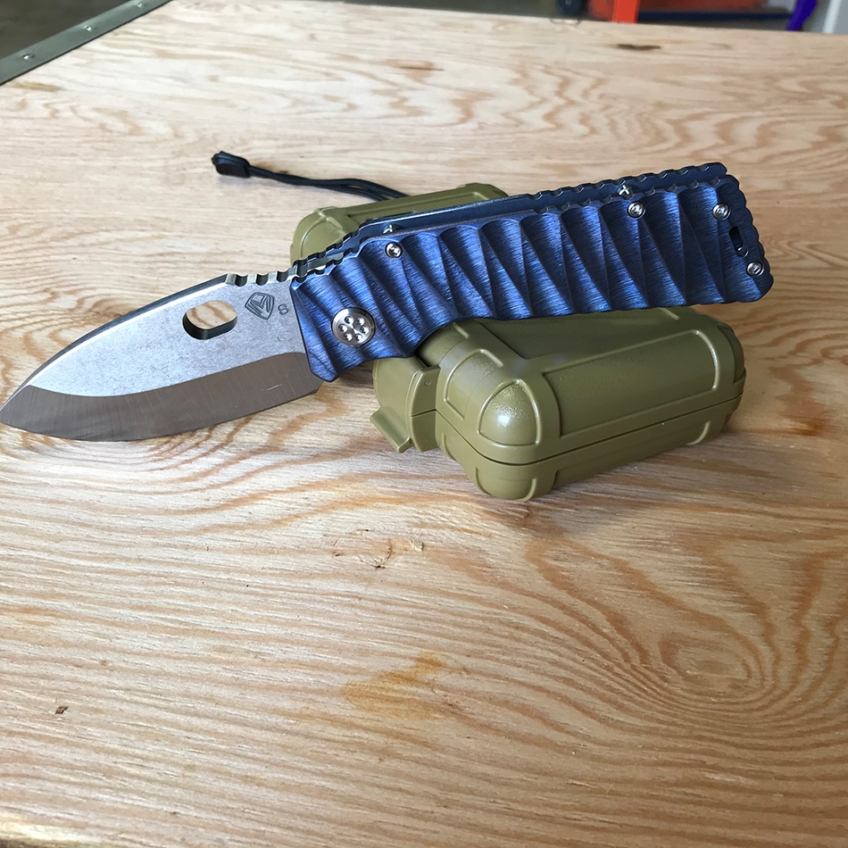 Medford TFF-1 Fat Daddy S35VN 4" Blade Blue Lightening Sculpted Flamed Clip Knife 99-006