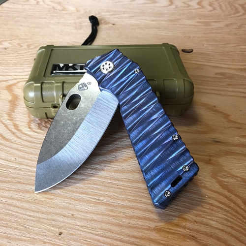 Medford TFF-1 Fat Daddy S35VN 4" Blade Blue Lightening Sculpted Flamed Clip Knife 99-006 - MK015STQ-37A2-SSCF-Q4 99-006