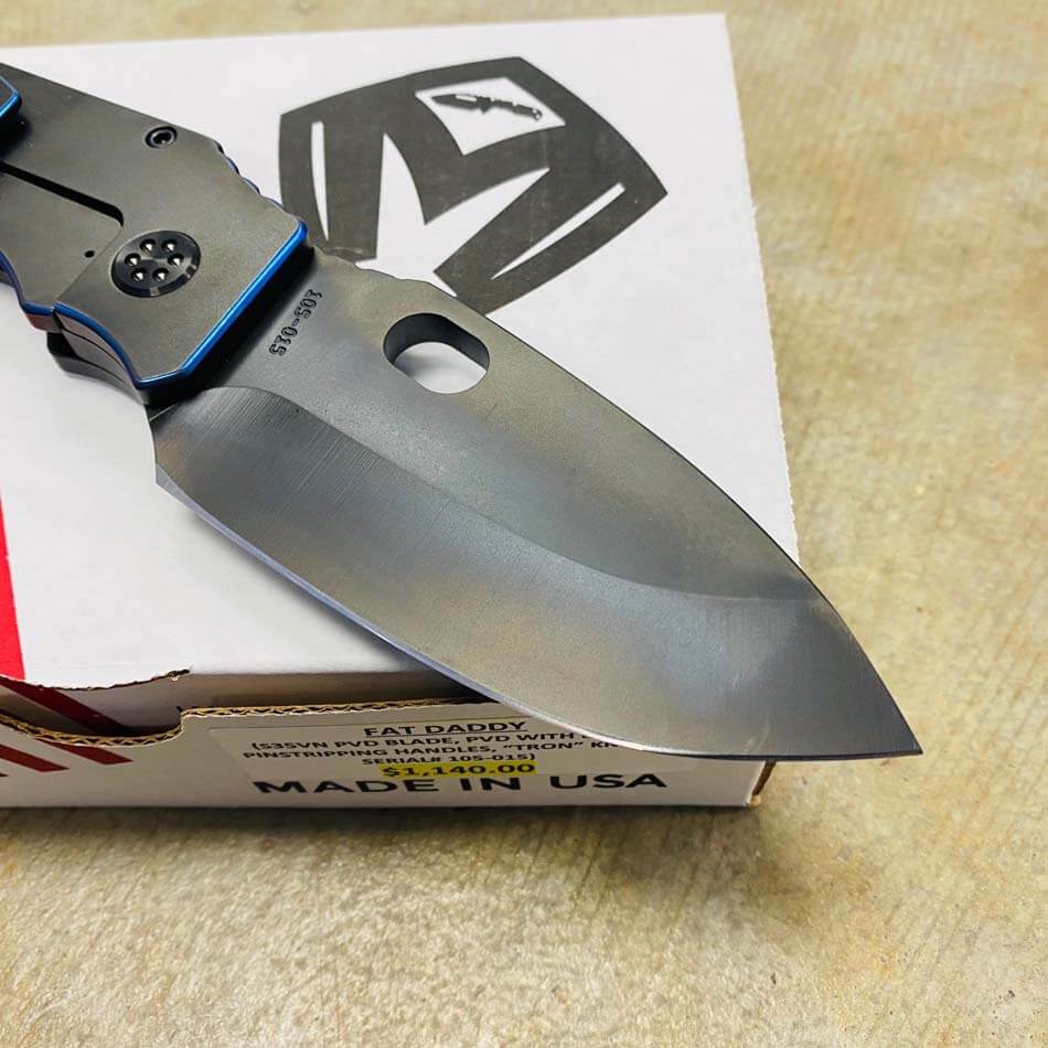 Medford TFF-1 Fat Daddy 4" S35VN PVD Blade TRON PVD with Blue Pinstriping Knife serial 105-015 - MKT Fat Daddy TRON Blue
