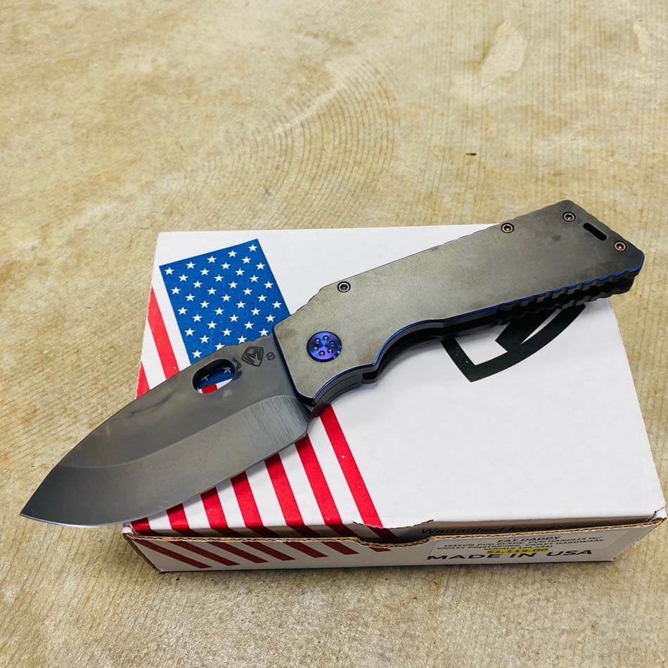 Medford TFF-1 Fat Daddy 4" S35VN PVD Blade TRON PVD with Purple Pinstriping Knife serial 105-024 - MKT Fat Daddy TRON Purple