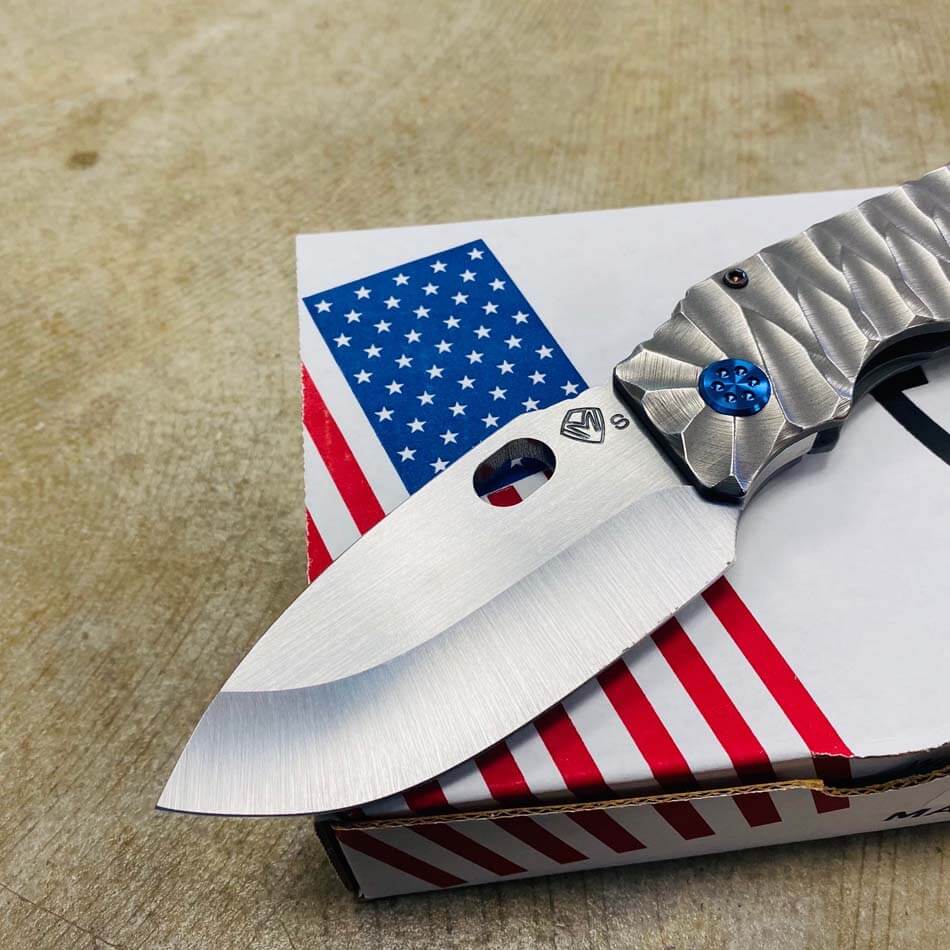 Medford TFF-1 Fat Daddy S35VN 4" Tumbled Blade SILVER Predator Sculpted Knife Serial 105-014 - MKT Fat Daddy Silver Pred.FLAME