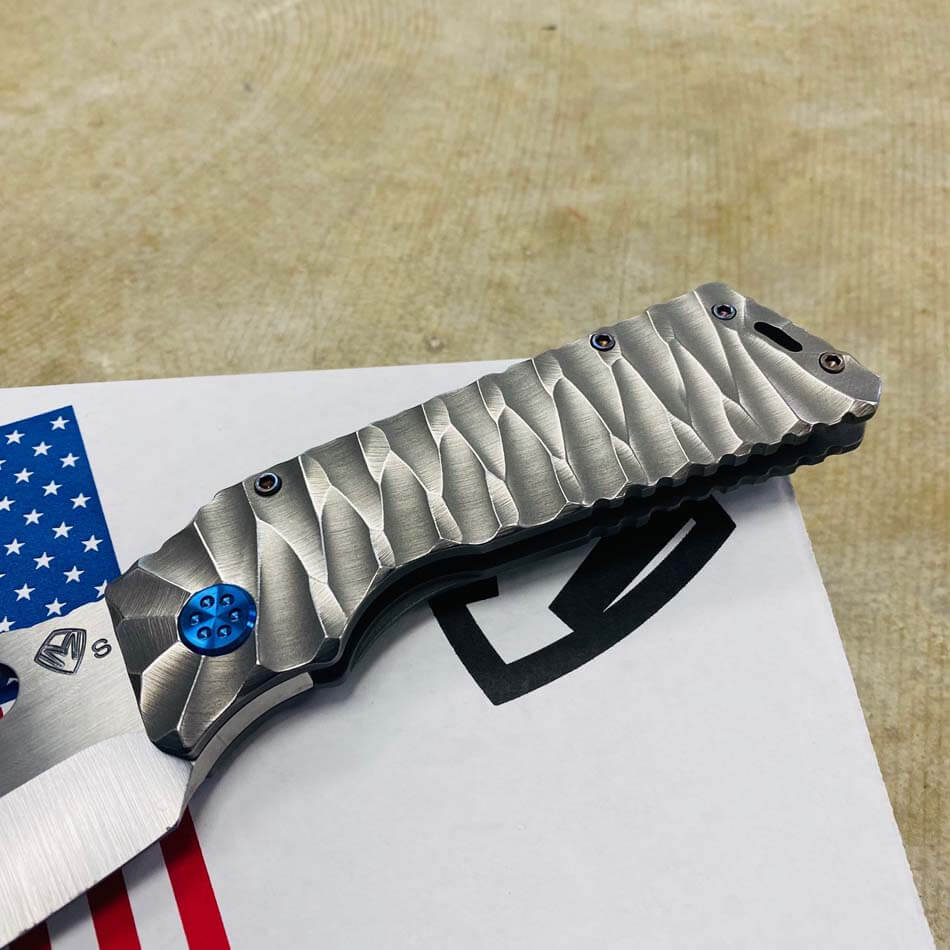 Medford TFF-1 Fat Daddy S35VN 4" Tumbled Blade SILVER Predator Sculpted Knife Serial 105-014 - MKT Fat Daddy Silver Pred.FLAME