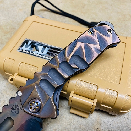 Medford Praetorian Genesis TI S35VN 3.3" Vulcan Stained Glass Brushed Clip Knife NP3 Breaker 02-023 - MK202SVT-02AN-TFCF-BP
