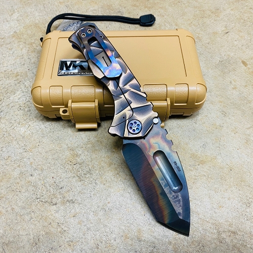 Medford Praetorian Genesis TI S35VN 3.3" Vulcan Stained Glass Brushed Clip Knife NP3 Breaker 02-023 - MK202SVT-02AN-TFCF-BP