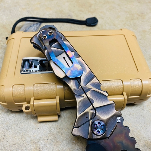 Medford Praetorian Genesis TI S35VN 3.3" Vulcan Stained Glass Brushed Clip Knife NP3 Breaker 02-023 - MK202SVT-02AN-TFCF-BP