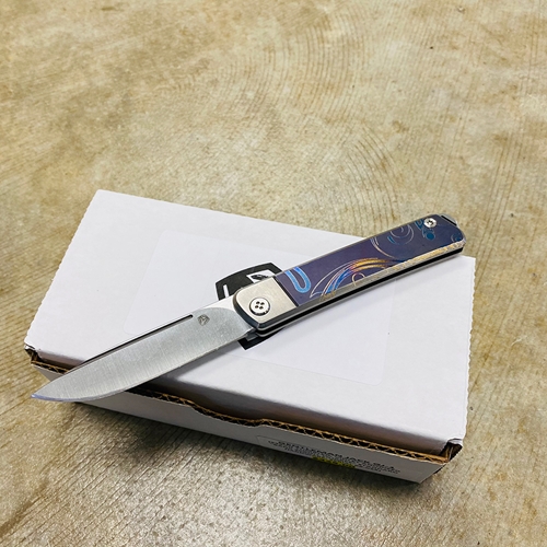 Medford Gentleman Jack GJ-1 Ti 3.1" Slip Joint Violet Bank Scroll Filigree Handle Knife 09-025 - GJ-1 Violet Filigree 09-025
