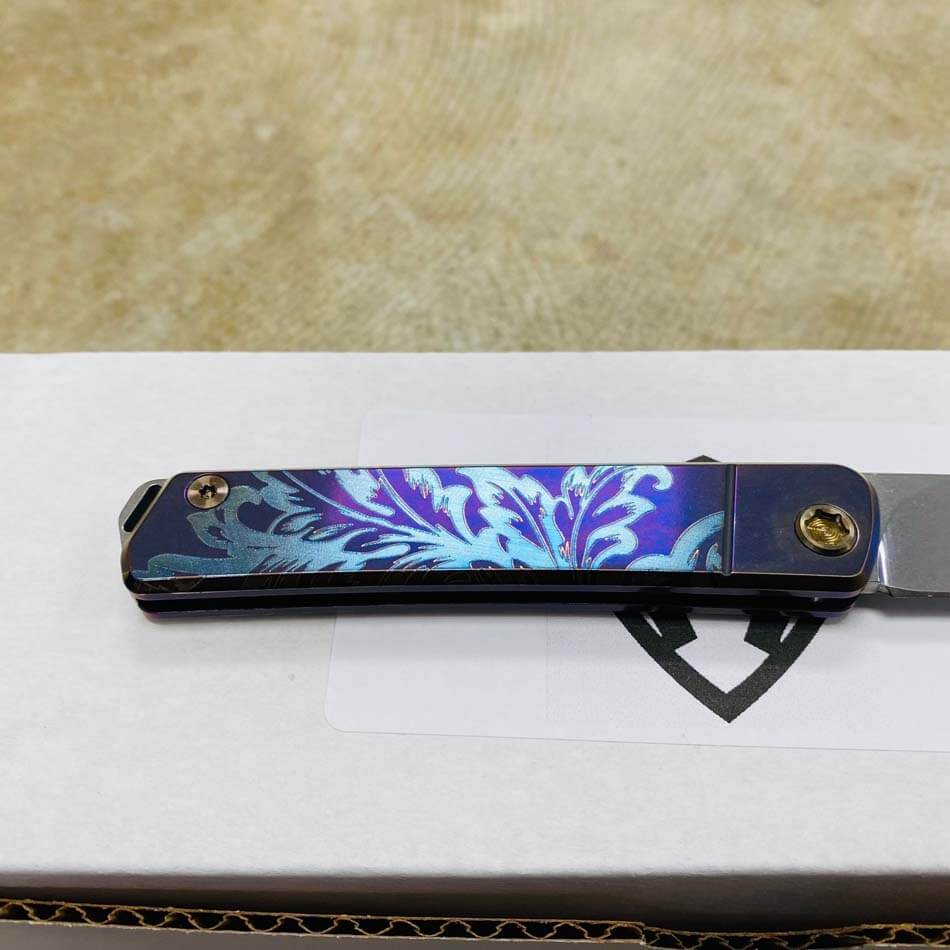 Medford Gentleman Jack GJ-1 Ti 3.1" Slip Joint Violet Bank Scroll Filigree Handle Knife 107-009 - MKT GJ Filigree serial 107-009