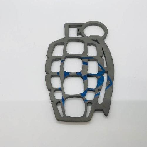 Medford Grenuckle All Titanium Gray Knuckles "Paperweight" with Blue MKT Logo Laser - MK098MKT Gray BLUE MKT logo