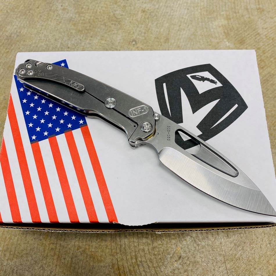 Medford Infraction S45VN 3.25" Tumbled Blade Tumbled Ghosted American Flag Handle and Clip Knife Serial 305-052 - MKT Infraction Ghost American Flag
