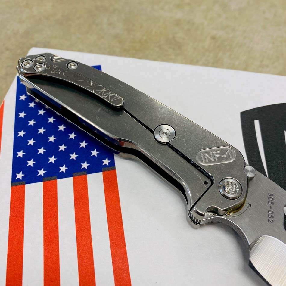 Medford Infraction S45VN 3.25" Tumbled Blade Tumbled Ghosted American Flag Handle and Clip Knife Serial 305-052 - MKT Infraction Ghost American Flag
