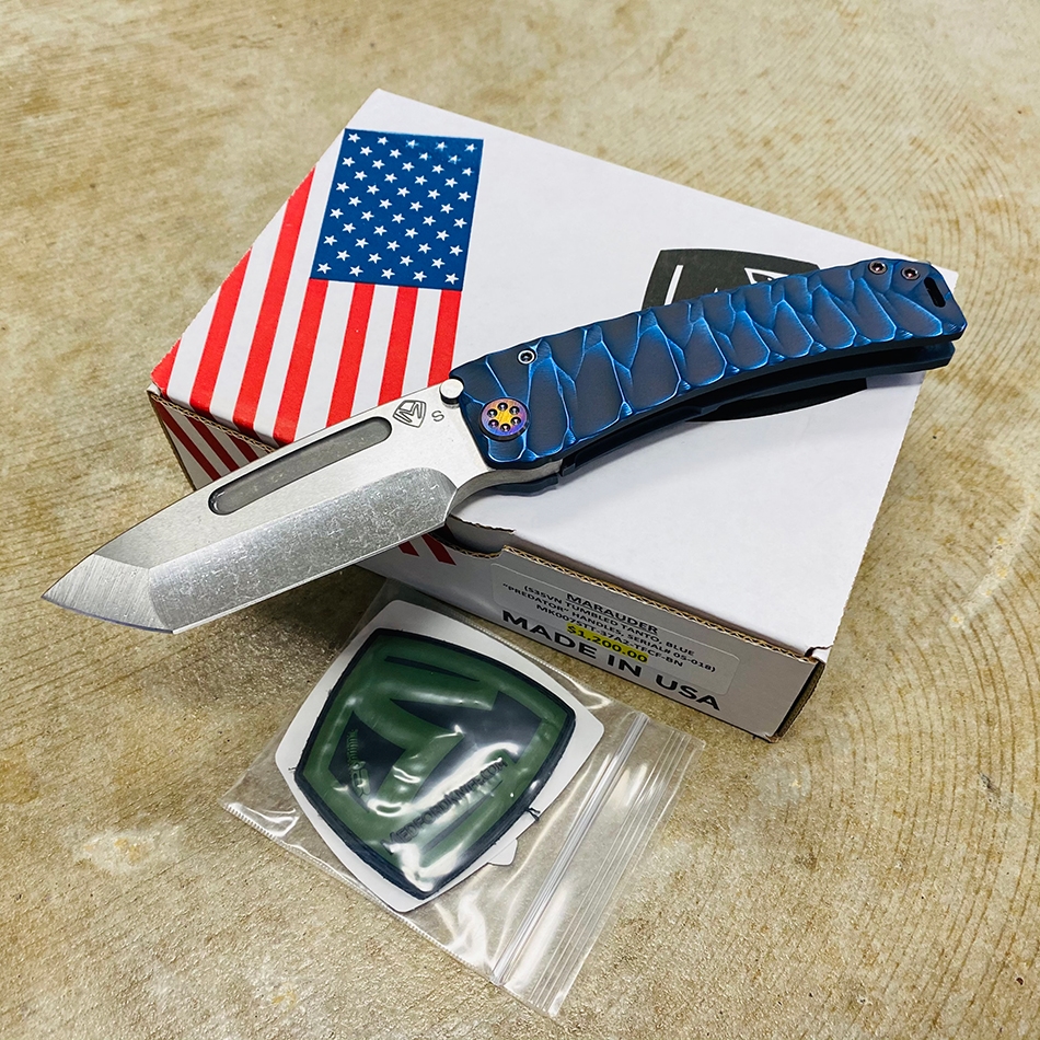 Medford Marauder S35VN 3.75" Tanto Blue Predator Sculpted Knife 05-018