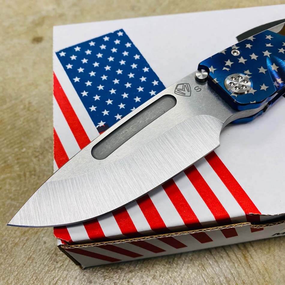 Medford Marauder S35V 3.75" Drop Point Blue American Flag Knife 102-020  - 102-020