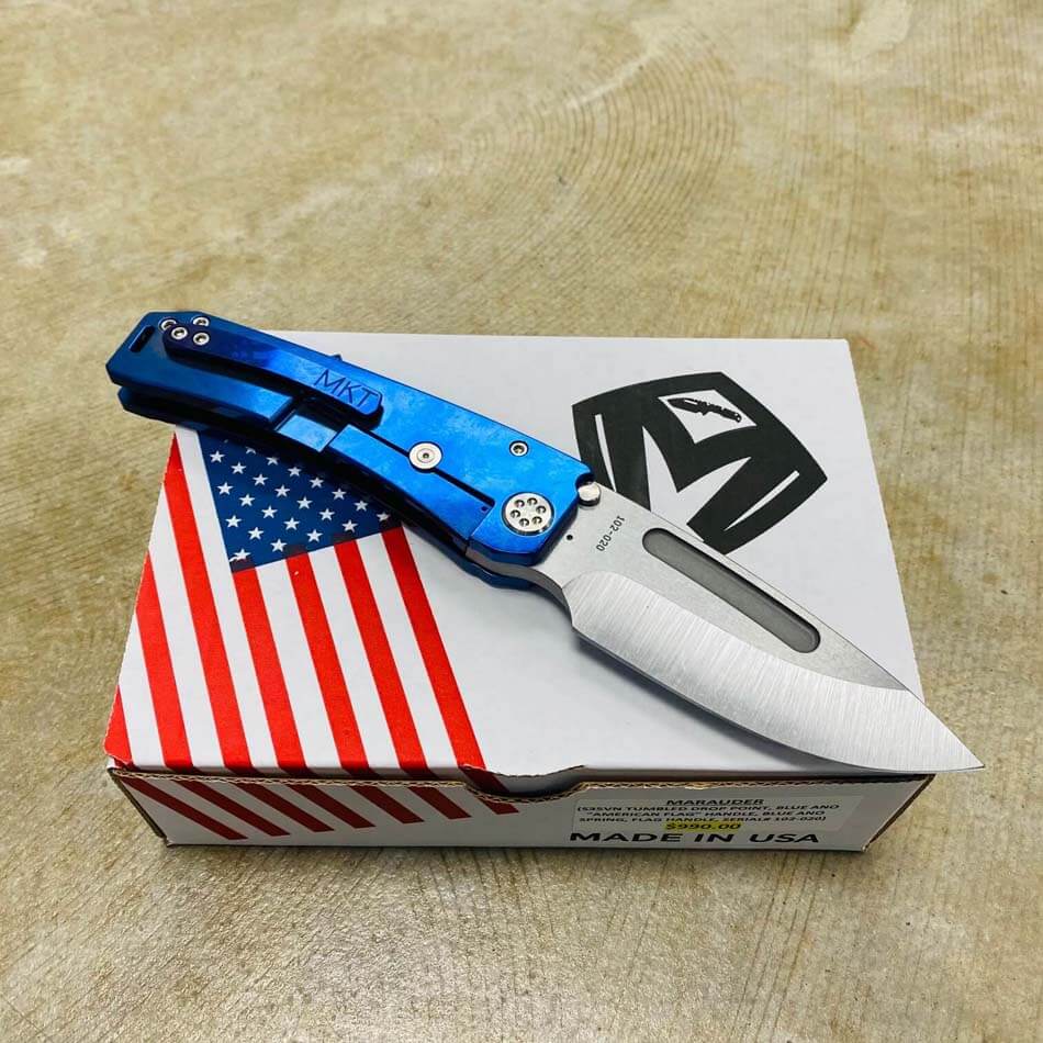 Medford Marauder S35V 3.75" Drop Point Blue American Flag Knife 102-020  - 102-020