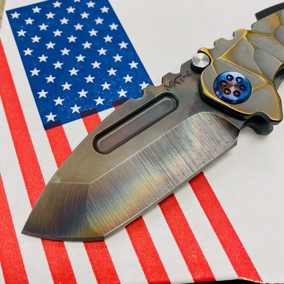 Medford Micro Praetorian T S45VN 2.8" Vulcan Tanto Bead Blasted Cement with Brushed Violet Stained Glass Knife Serial 306-126 - MKT Micro Prae Cement Stained