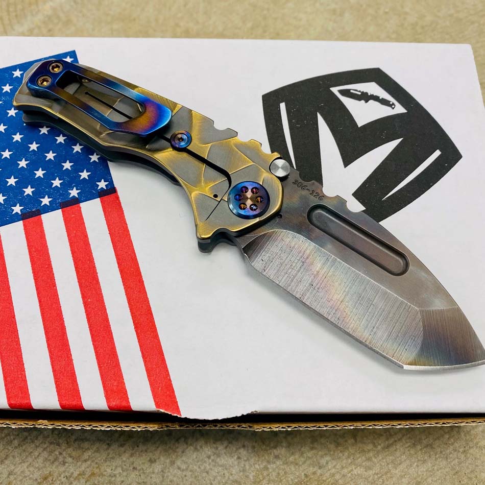Medford Micro Praetorian T S45VN 2.8" Vulcan Tanto Bead Blasted Cement with Brushed Violet Stained Glass Knife Serial 306-126 - MKT Micro Prae Cement Stained