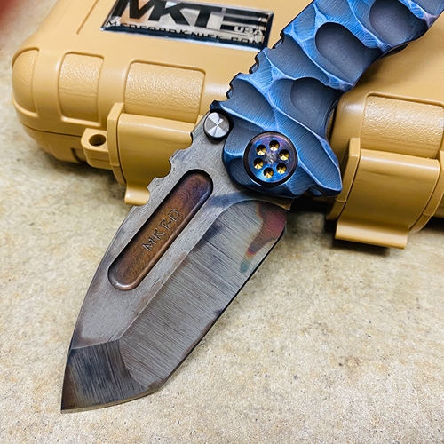 Medford Micro Praetorian TI D2 2.8" Vulcan Dark Blue Predator Brushed Flamed Hardware Knife 02-035 - MK023DVT-37A2-TFCF-BP