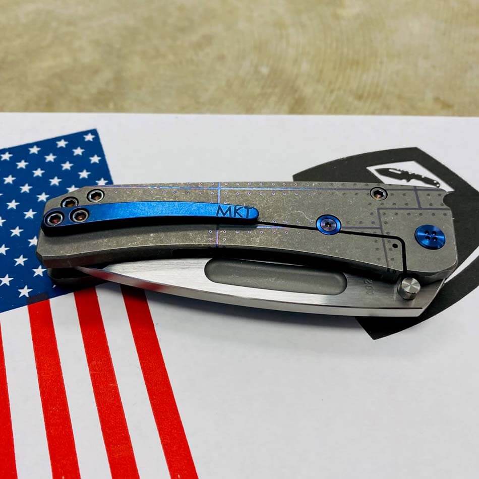 Medford Midi Marauder 3V Satin Flats 3.25" Tanto Tumbled Warthog Stars and Bars Blue Hardware Knife 102-068 - MK0333STT-01TM-T2C2-Q4 102-068