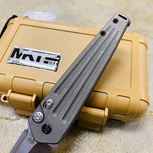 Medford Nosferatu Auto 3.5" S35VN Gray Handles PVD Hardware Folding Dagger Knife - MK209STQ GRAY BLACK HARDWARE