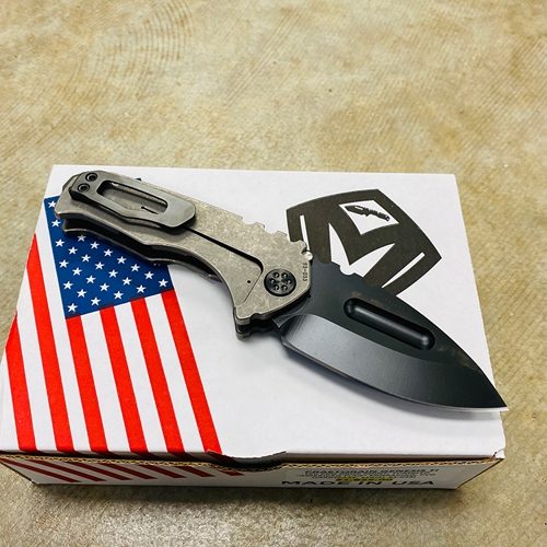 Medford Praetorian Genesis TI 3V PVD Drop Point 3.3" American Flag Engraving Knife Serial 93-033 - MKT Prae Gen Ti American