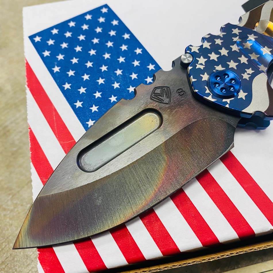 Medford Praetorian Genesis T S35VN Vulcan 3.3" Drop Point Blue American Flag with American Flag Clip Knife 105-103 - MKT Prae Gen AMERICAN KNIFE CLIP