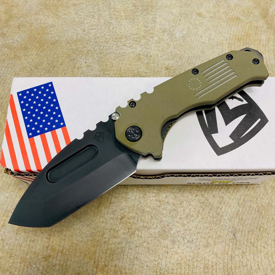Medford Praetorian Scout M/P D2 Tanto PVD Blade G10 OD Green Handles Knife Serial 212-618 - MKT Scout knife OD green