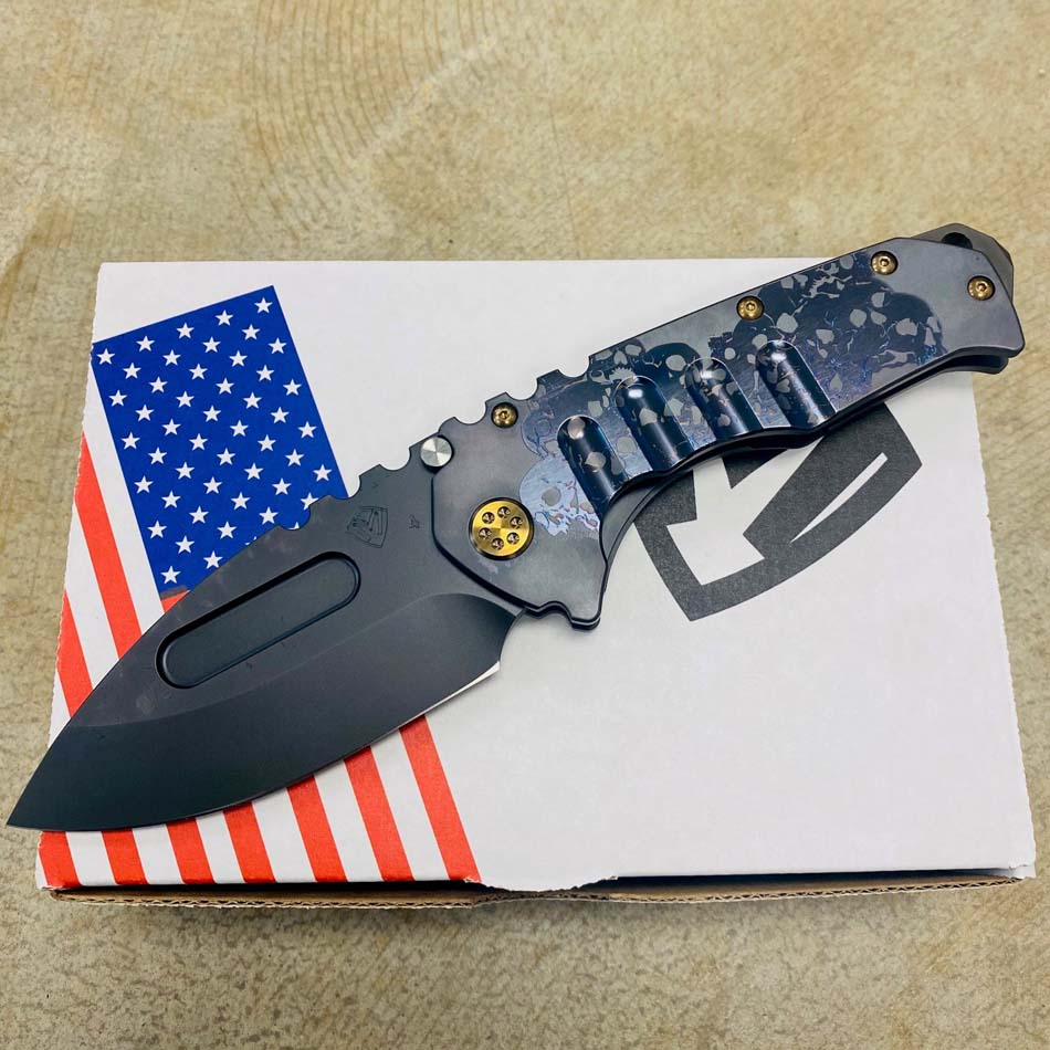 Medford Praetorian T S45VN 3.75" DLC Drop Point Blade DLC Graveyard Skulls Handles Knife Serial 310-785 - MKT Praetorian T Skulls