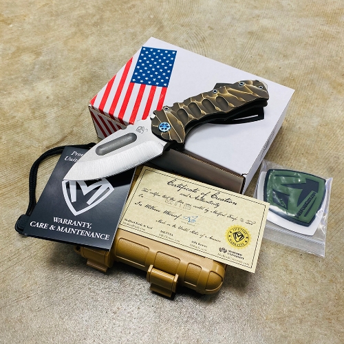 Medford Praetorian TI 3V 3.75" Tumbled Drop Point Bronze Twisted Predator Knife