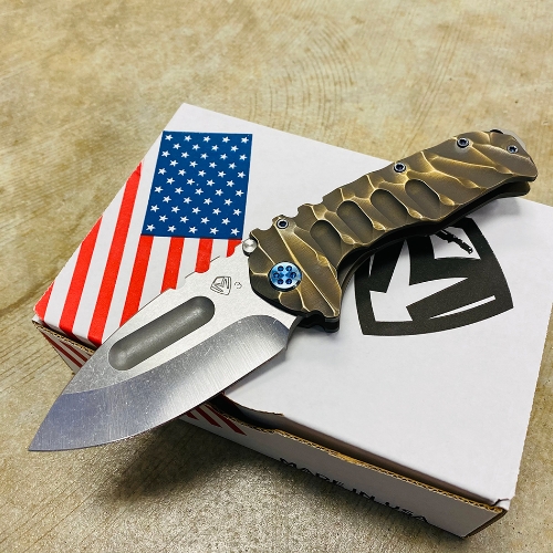 Medford Praetorian TI 3V 3.75" Tumbled Drop Point Bronze Twisted Predator Knife - MK0133TD-36A1-TFCF-BN