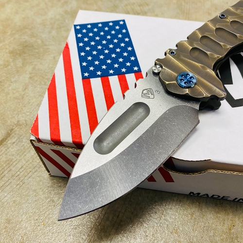 Medford Praetorian TI 3V 3.75" Tumbled Drop Point Bronze Twisted Predator Knife - MK0133TD-36A1-TFCF-BN