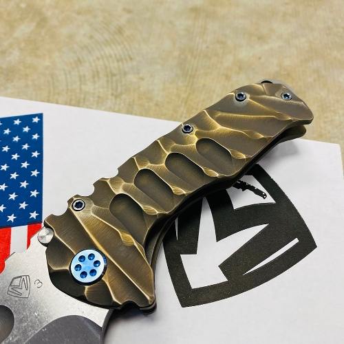 Medford Praetorian TI 3V 3.75" Tumbled Drop Point Bronze Twisted Predator Knife - MK0133TD-36A1-TFCF-BN
